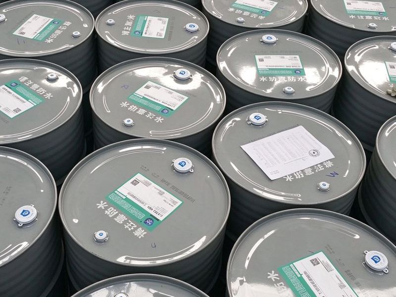 Finished 200 L drums stacked in the finished-goods warehouse